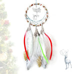 Reindeer Small Dream Catcher Car Rear View Mirror Pendant Car Charms Rearview Mirror Hanging Accessories Handmade Dreamcatcher