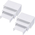 Chuangdi 2 Sets Acrylic Display Risers, Product Stand, Jewelry Display Riser Shelf Showcase Fixtures for Dessert Cupcake Candy Figure Treat Action Showcase(White,Small Set)