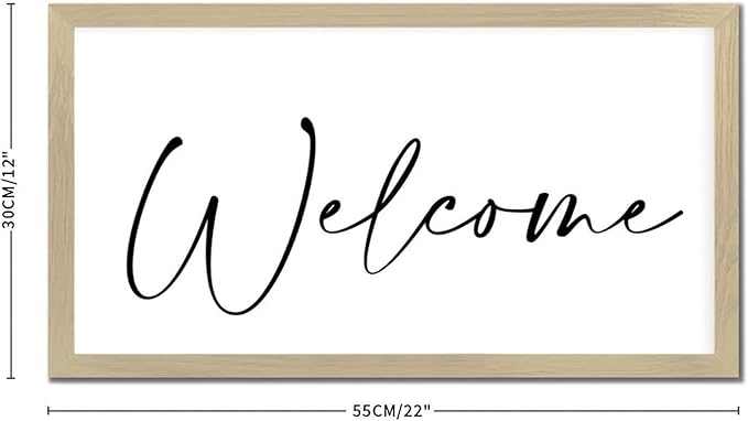 Positive Saying Wood Sign with Scripture Verses Welcome Chic Style 12x22in Beige Frame Wooden Plaque for Cottage Washroom Cafe Bar Garden Yard Farmhouse Porch Wall Decor Birthday Housewarming Gift