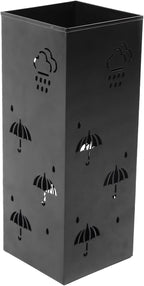 GLOGLOW Nan Metal Umbrella Stand, Carbon Steel, Stylish and Durable Umbrella Holder Bin for Entryway, Home, Office Spaces with 42x16x16cm Ornament (Black)