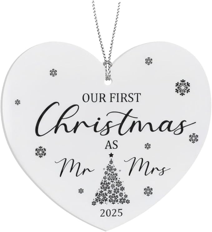 Our First Christmas as Mr & Mrs 2025 Ornament, Expecting Couple, Promoted to Grandparents Gift, Engagement Gift for Couples, First Married Christmas