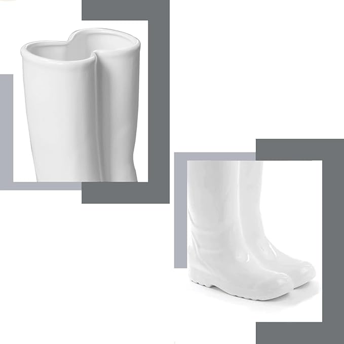Modern White Ceramic Rain Boot Umbrella Stand Indoor,Entryway Decorative Cane Holder,Flower Vase Umbrella Holder for Living Room Hallway Office