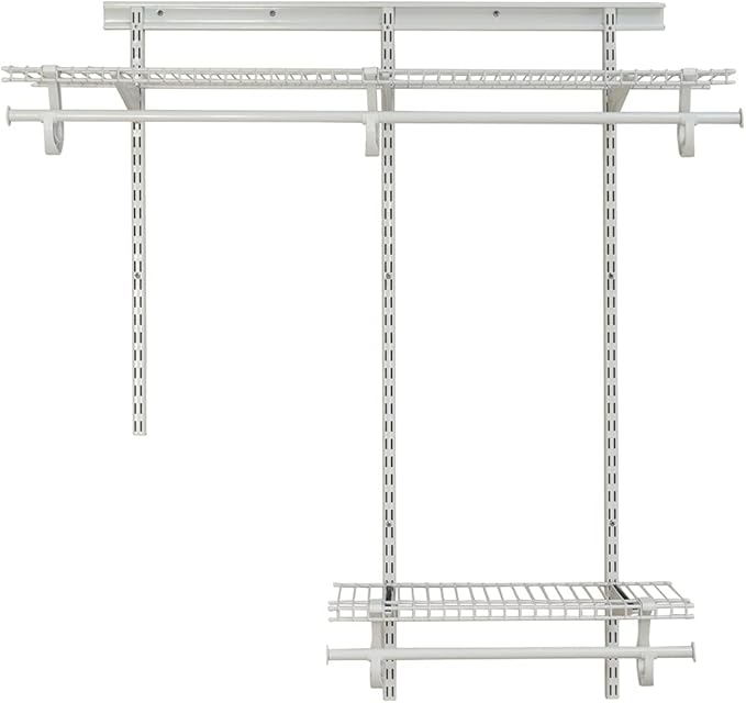 ClosetMaid ShelfTrack Wire Closet Organizer System, Adjustable from 2 to 4 Ft., With Shelves, Clothes Rods, Hardware, Durable Steel, White