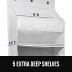 GORILLA GRIP Over The Door Organizer Storage, 5 Deep Hanging Shelves, Holds 50lbs, Closet Organizers Shelf for Bedroom, Shoes, Bathroom, Nursery, Dorm Essentials, 3 Metal Hooks, 58x15 Inches, White