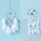 DIY Dream Catcher Kit - Making Dream Catcher Supplies Craft Kit, Handmade Wall Decor for Bedroom, Living Room, Wedding and Party Decoration (Moon-White)