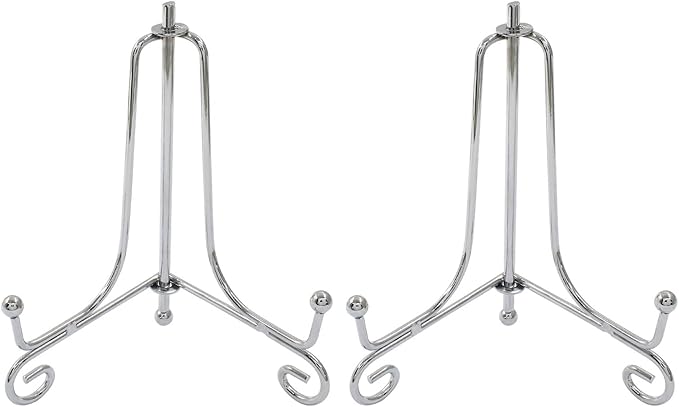 2 Pack Plate Stands for Display 4 Inch， Small Plate Holder Stand for Picture Frame, Decorative Plates, Book, Photo, Collectibles(Silver)