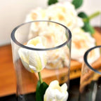 WGVI Quality Thick Weighted Clear Cylinder Glass Vases, 3" W x 12" H, Skinny Bud Vase Narrow Floral Bouquet Flower Arrangements Storage Container Candle Holders Decorative Accents, 6 Pieces