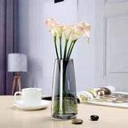 Aoderun Glass Vase for Flowers Modern Vases Home Decor Unique Flower Vase for Bouquet 8.7" Centerpiece Vase Decor Room,Bedroom,Living Room,Library,Office,Table,Entryway,Modern Farmhouse(Grey)