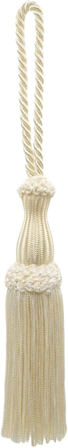 DÉCOPRO Decorative Silky 5" (12.5cm) Key Tassel 5" (12.5cm) Loop (Style# SKT) Cream Ivory #A2 (Ivory/Cream) Set of 2