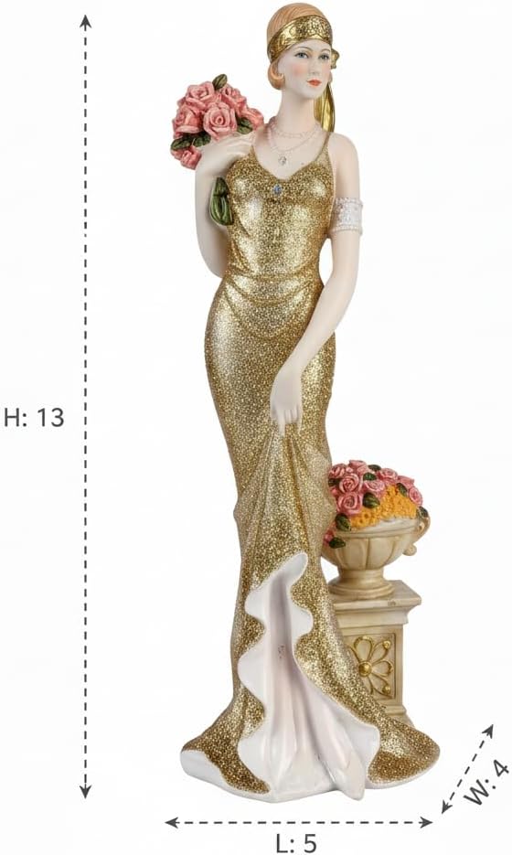 Comfy Hour Glamour Elegance Victorian Style Lady Collection (Slim Lady Holding a Bunch of Flowers)