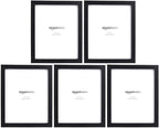 Amazon Basics Rectangular Photo Picture Frame, 8" x 10", Pack of 5, 11.22 x 9.21 inches, Black