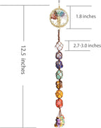 Handmade Crystal Window Car Hanging Ornaments 7 Chakra Home Decoration Feng Shui Ornament Yoga Meditation Car Decoration Tumbled Palm Stones (Style9)
