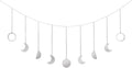 Mkono Moon Phase Wall Hanging Boho Aesthetic Room Decor Metal Moons Garland Hanging Art Bohemian Home Decoration for Girls Room Nursery Bedroom Livingroom Dorm, Ideal, Silver, 50"