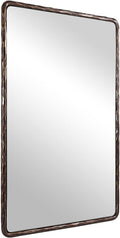 ANDY STAR Hand-Forged Bronze Bathroom Mirrors for Wall, 22x30 Inch Vintage Solid Steel Metal Frame Bathroom Vanity Mirror, Antique Rounded Rectangle Wall Mirror, Hangs Horizontally or Vertically