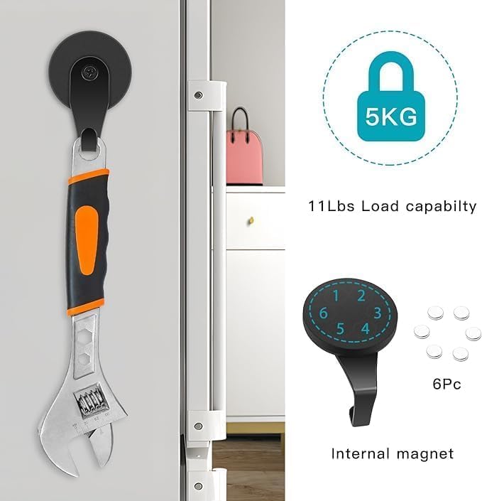 Magnetic Wreath Hanger, Heavy Duty Magnets with Hook for Refrigerator, Christmas Decoration Magnetic Hooks for Metal Front Door, Cruise Hook Hanger for Hanging Cabins Grill (Right angled hook-4PCS)