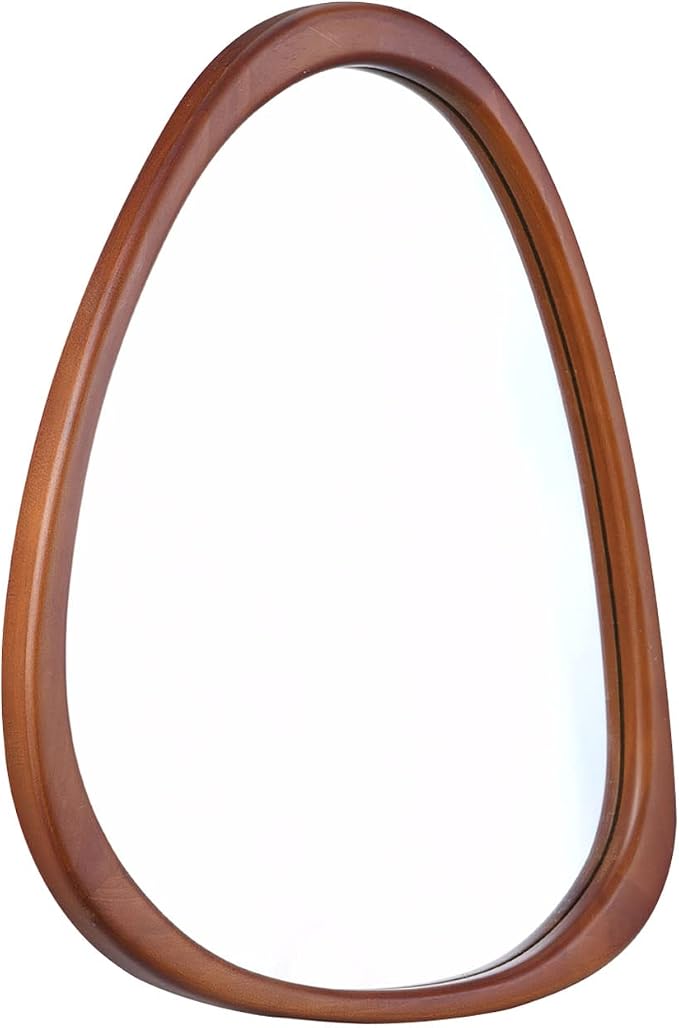 22.5" x 17.5" Irregular Wall Mirror, Wood Frame Asymmetrical Decorative Wall Wooden Mirror for Living Room Bedroom Entryway Bathroom Hallway Home Decor