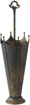 Vintage Metal Umbrella Stand, Antique Crown-Shaped Top, 30.7 Inch Tall, Decorative Rustic Farmhouse Freestanding Entryway, Hallway & Office
