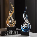 Modern Abstract Art Table Decoration,Resin Flame Statue Modern Centerpiece Ornaments for Living Room Great Gift Idea Home Decor,Collectibles (White+Gold)