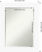Amanti Art White Wall Mirror 29x23 Basic White Rectangle Bathroom Mirror for Wall Decor Living Room, Medium Casual Wood Frame, Hangs Horizonally and Vertically, Bathroom Decor, Beveled Edge
