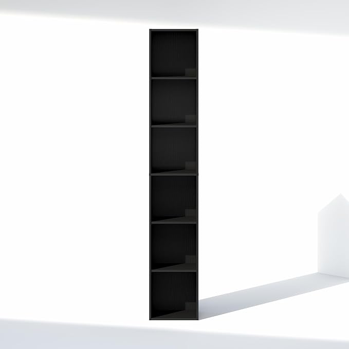 Furinno Cubicle 6-Tier Closet Organizers and Storage, Closet Organizer, Open Shelf Closet Storage, for Wardrobe, Bedroom, Living Room, Blackwood