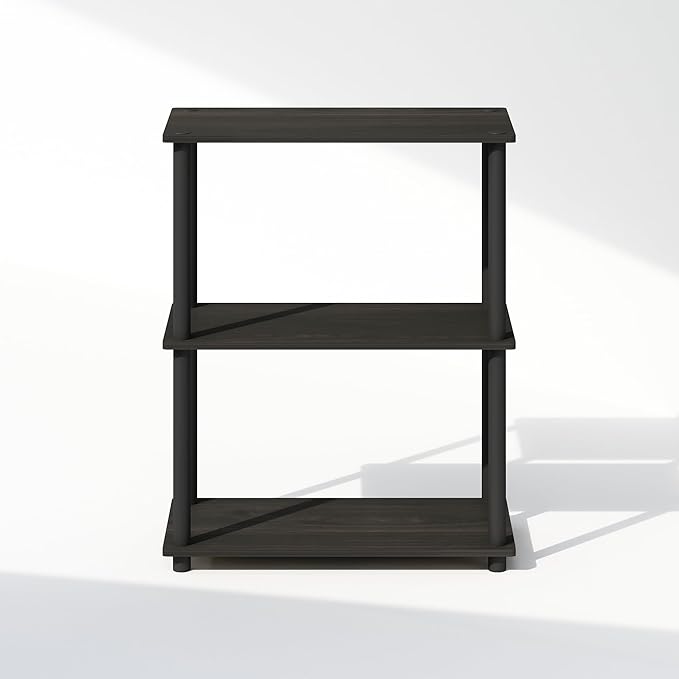 Furinno Turn-N-Tube Book Shelf, 3-Tier Bookshelf, Bookcase with Multipurpose Compact Display Rack, 11.6 x 23.6 x 29.6, for Living Room, Bedroom, Home Office, Espresso/Black