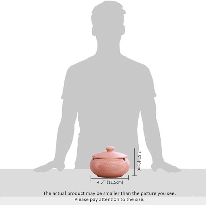 Lependor Ceramic Ashtray with Lids,Windproof,Cigarette Ashtray for Indoor or Outdoor Use，Ash Holder for Smokers,Desktop Smoking Ash Tray for Home Office Decoration - Pink