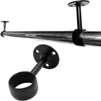 1-1/4 Inch 4 Packs Black Heavy Duty Stainless Steel Closet Rod End Supports Closet Pole Sockets Curtain Rod Brackets， Closet Rod Brackets (Qualcomm Flange)