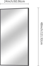 BONEWEI Bathroom Mirror,24x48 inch Wall Mirror for Bathroom Wall Mounted Black Rectangle Square Corner Mirrors, Black Bathroom Mirror for Living Room, Farmhouse, Bedroom Entryway, Horizontal/Vertical