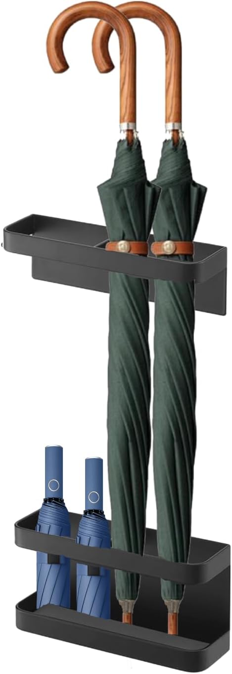 Zerone Magnetic Umbrella Stand Holder, No Punching Umbrella Stand Rack Height Adjusting Wall Mounted Storage Organizer for Home, Office, Hotel (Black)