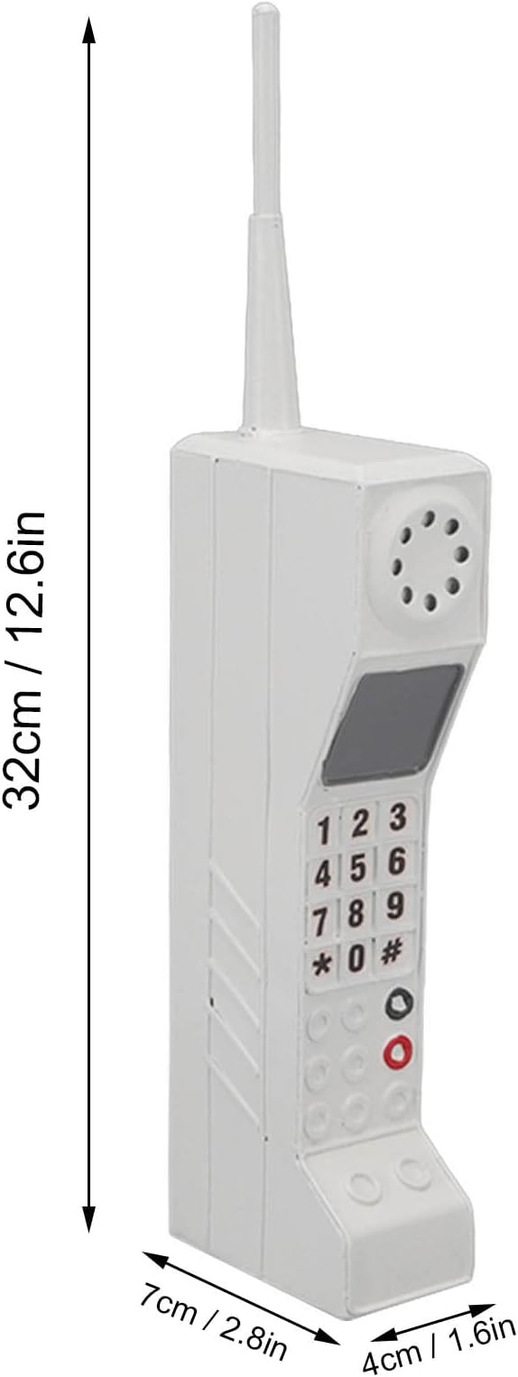 Old Fashioned Cellular Phone Model Ornament Vintage Simulation Photographic Props Desktop Decoration, Retro Cellphone Model Collectible Vehicles Home Decor Accents (White)
