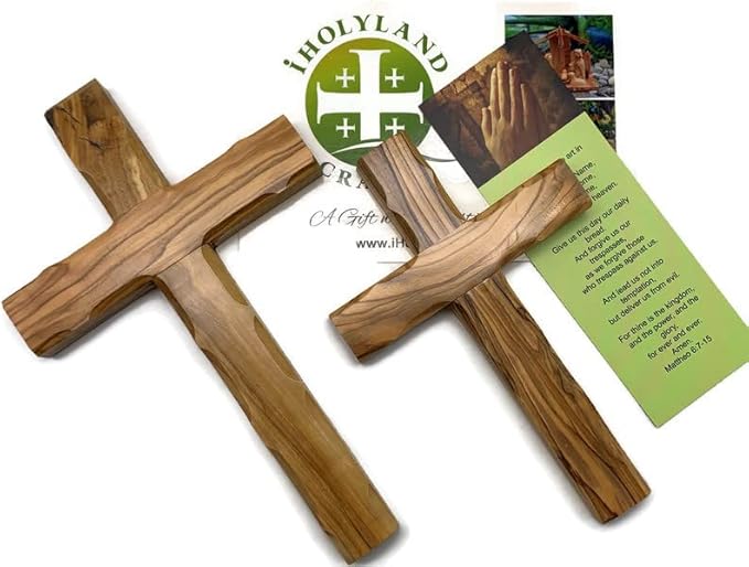 Olive Wood Wall Cross from Bethlehem, Wall Hanging Wooden Cross, confirmation cross gift, Baptism Gifts, Holy Wall cross, Hand Made religious décor Cross From the Holy Land (Medium Cross 6.2" x 4.2")
