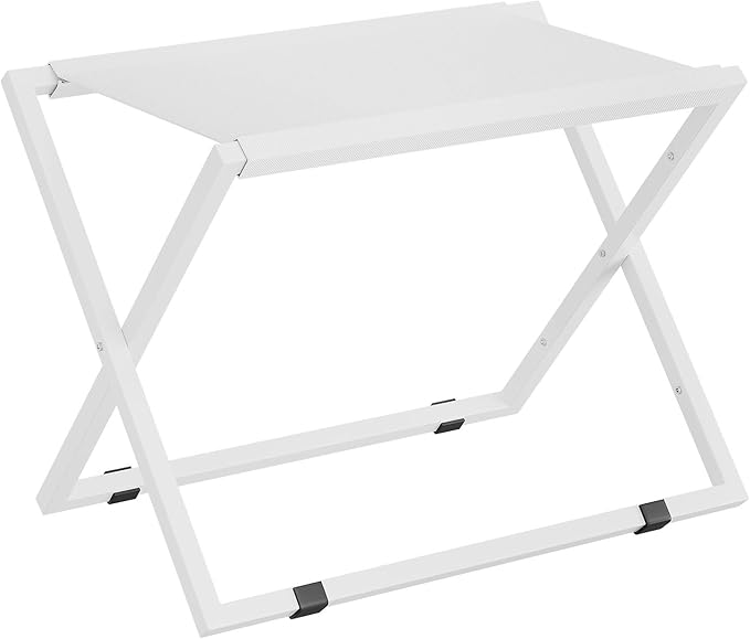 IBUYKE Luggage Rack for All Suitcase Sizes,Metal Luggage Holder,Foldable Suitcase Stand,Easy to Assemble for Bedroom Living Room Hotel,White TLR001W