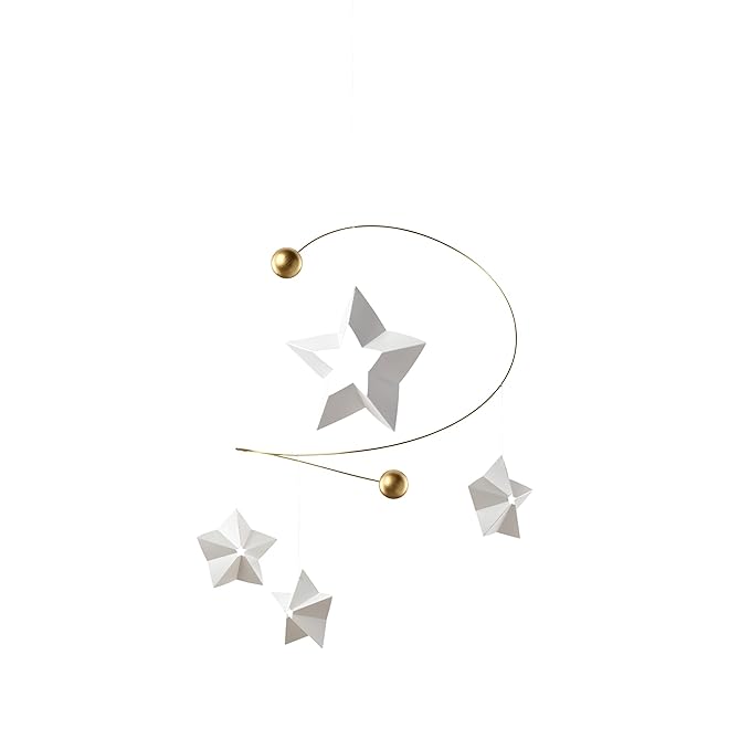 Starry Night 4 Mobile with 4 Hanging Stars - f163a - 10 inches - Handmade in Denmark by Flensted