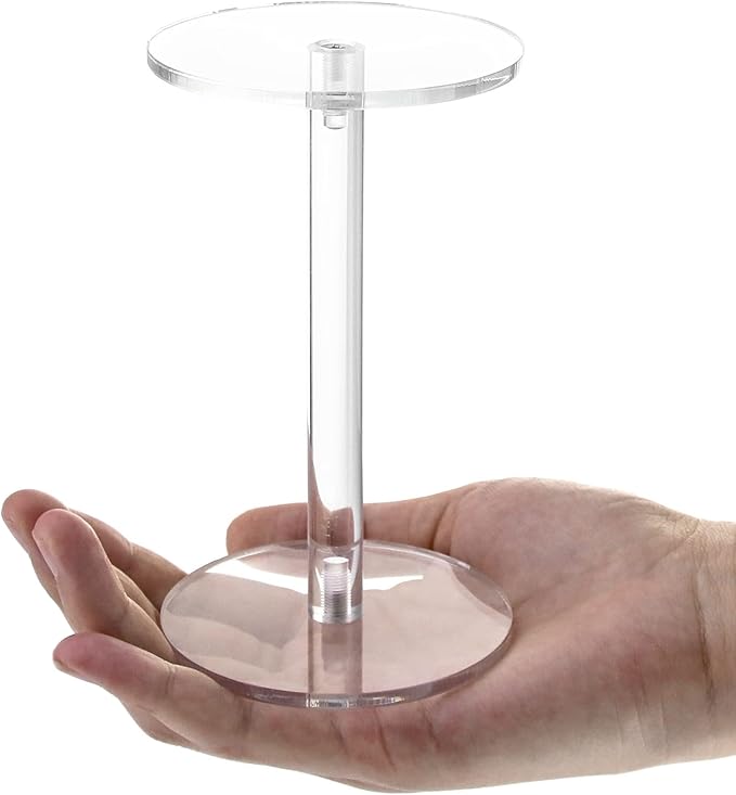 QWORK Round Acrylic Display Stand, 2 Sets Premium Clear Round Riser Stands