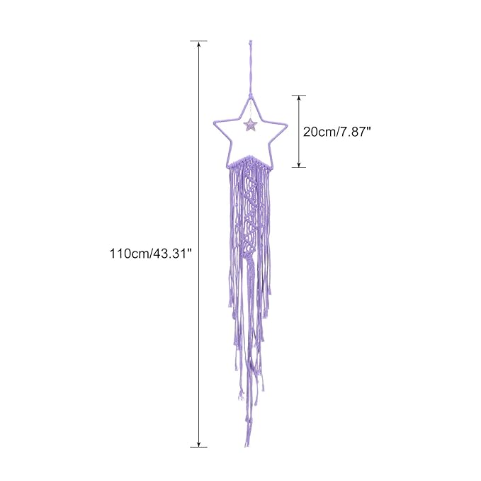 MECCANIXITY Macrame Dream Catchers, Purple Handmade Star Design Woven Cotton Dream Catcher Wall Hanging for Home Bedroom Decoration Ornament Craft Gift