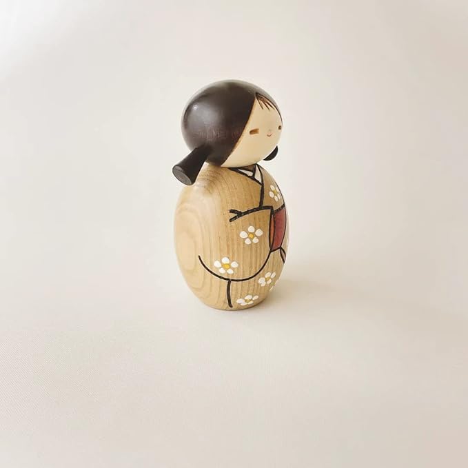 Usaburo Modern Japanese Kokeshi Doll (Come Spring - Small), Made in Japan, Collectible Figurines, Traditional Crafts, Girl in Kimono