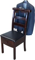 Wooden Valet Chair With Drawer Contour Hanger Mens Suit Valet Stand Clothes Butler Freestanding Clothes Rack For Men Women For Living Room Entryway Office