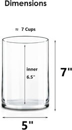 CYS EXCEL Glass Cylinder Vase (H:7" D:5") | Multiple Size Choices Glass Flower Vase Centerpieces | Hurricane Floating Candle Holder Vase
