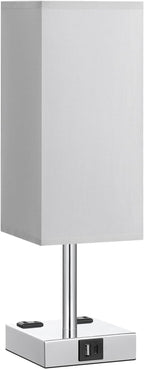 【Upgraded】Bedside Table Lamp Touch Control, with USB C+A Charging Ports & Dual AC Outlets, 3-Way Nightstand Lamp for Bedroom with LampShade Living Room Office(LED Dimmable Bulb Included)