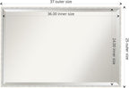 Amanti Art White Wall Mirror 25x37 Paige White Silver Rectangle Bathroom Mirror for Wall Decor Living Room, Large Modern Wood Frame, Hangs Horizonally and Vertically, Bathroom Decor, Beveled Edge