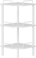 Tajsoon Corner Shelf Stand, 3 Tier Industrial Corner Shelves, Multipurpose Standing Display Shelf, Corner Shelving Unit for Bedroom, Living Room, Office, Kitchen, White