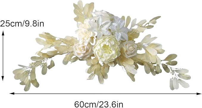 Wnvivi Artificial Flower Swag,Wedding Arch Flowers,Rose Swag Arch Swag Lintel Floral for Wedding Ceremony,Front Door,Centerpiece Decor-Beige