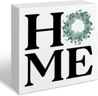 Farmhouse Home Decor, Home Wood Signs, Entryway Wall Art, Family Room Sign, Housewarming Gift, Box Sign Decor Tabletop, Living Room Decoration, Hallway Decoration, 5.1x5.1inches