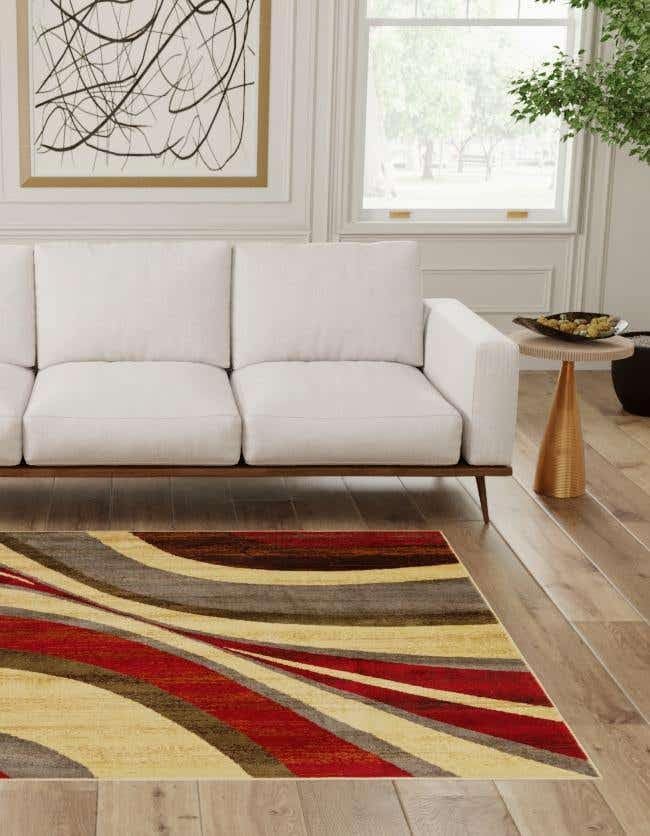 Unique Loom Barista Collection Area Rug - Ngada (10' Square, Beige/Red)