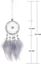 Car Charms for Rear View Mirror, Small Gray Dream Catchers for Cars Mirror Hanging Decorations