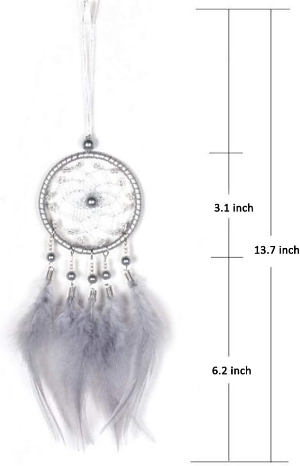 Car Charms for Rear View Mirror, Small Gray Dream Catchers for Cars Mirror Hanging Decorations