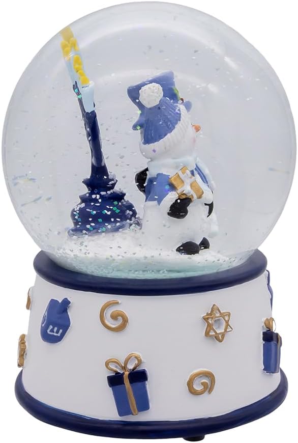Kurt Adler 100MM Musical Wind-Up Hanukkah Snowman Water Globe
