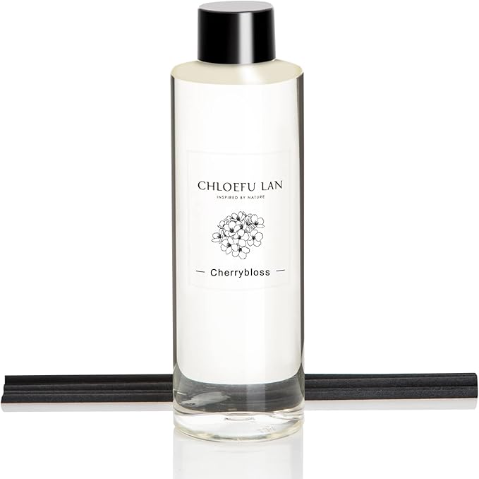 Cherry Blossoms Reéd Diffuser Refill 200ml/6.76 fl oz Natural Essential Scented Oil, Best for Aromatherapy, SPA and Home, 0% Alcohol