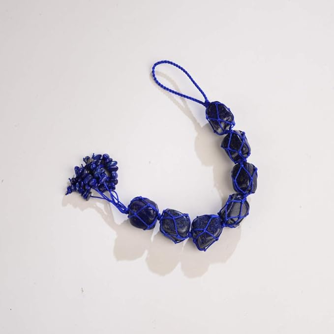 Handmade Natural Lapis Lazuli Crystal Car Hanging Ornaments for Home Decoration Feng Shui Ornament Yoga Meditation Car Decoration Tumbled Palm Stones