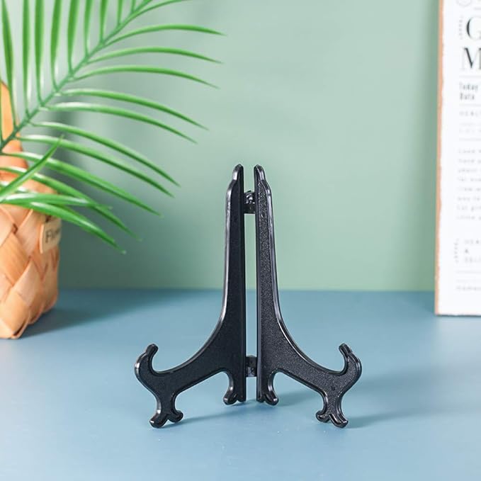 Artliving 7" Black 24pcs/Set Plastic Easels Plate Display Stands Picture Frame Stand Holder